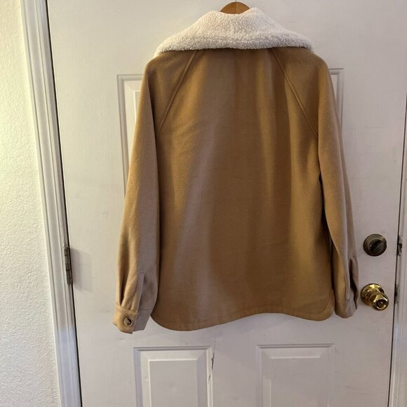 Paper Crane Woman's Tan Farm-House Sherpa Collar Outdoor Jacket Sz Lr - Picture 7 of 9